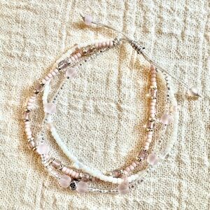 Chic Pink and White Beaded Bracelet